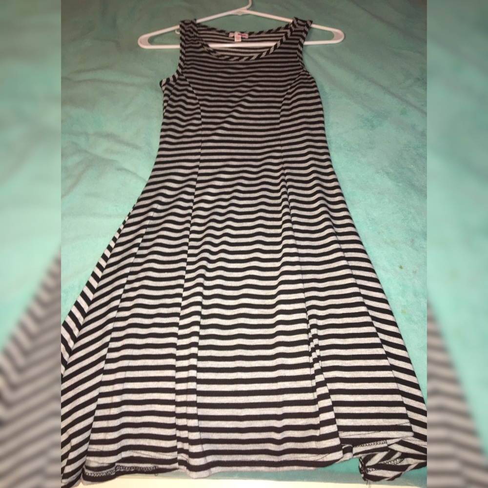 Bongo Black and Grey Striped Dress